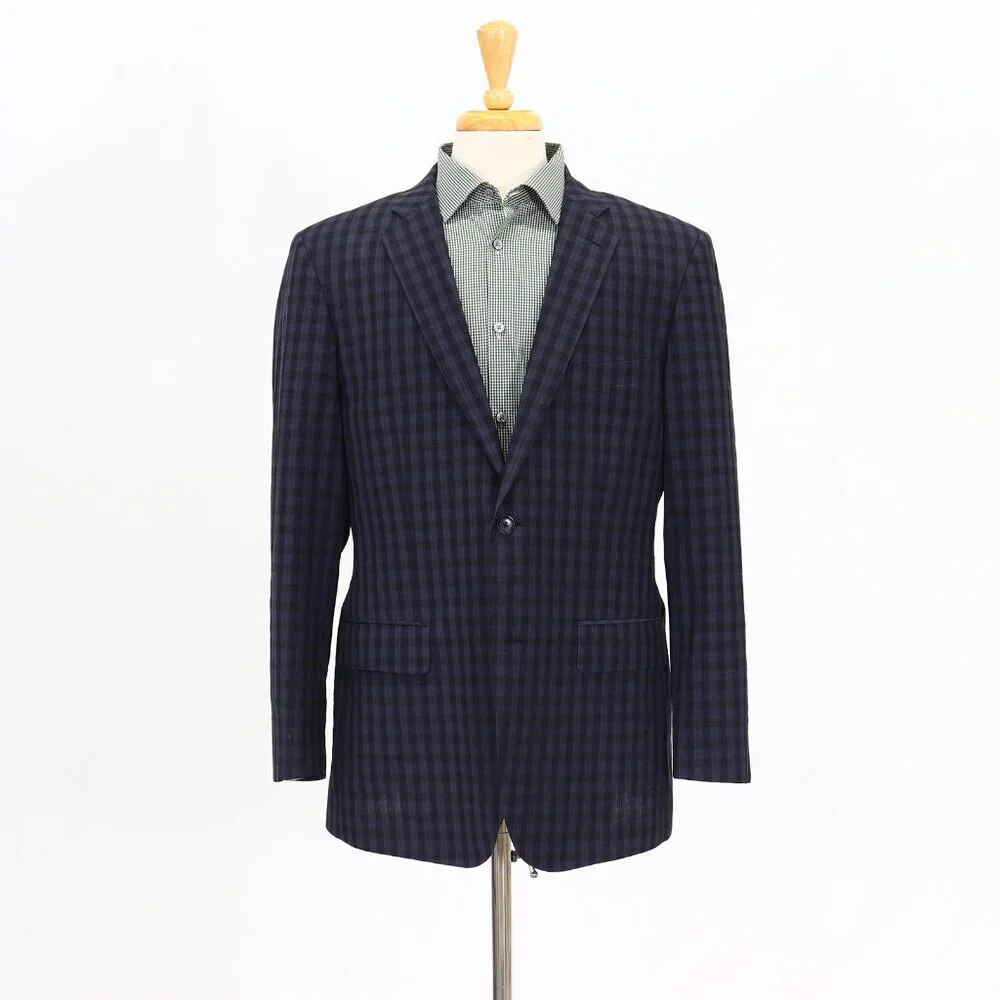 Calibrate 44R Blue Check 2-Button Sport Coat Blazer Jacket T136